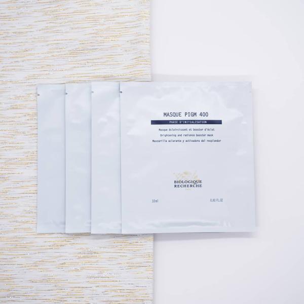 $158 Value, MASQUE outlets PIGM 400 BRIGHTENING SHEET MASK BOX OF 4 TREATMENTS BIOLOGIQU